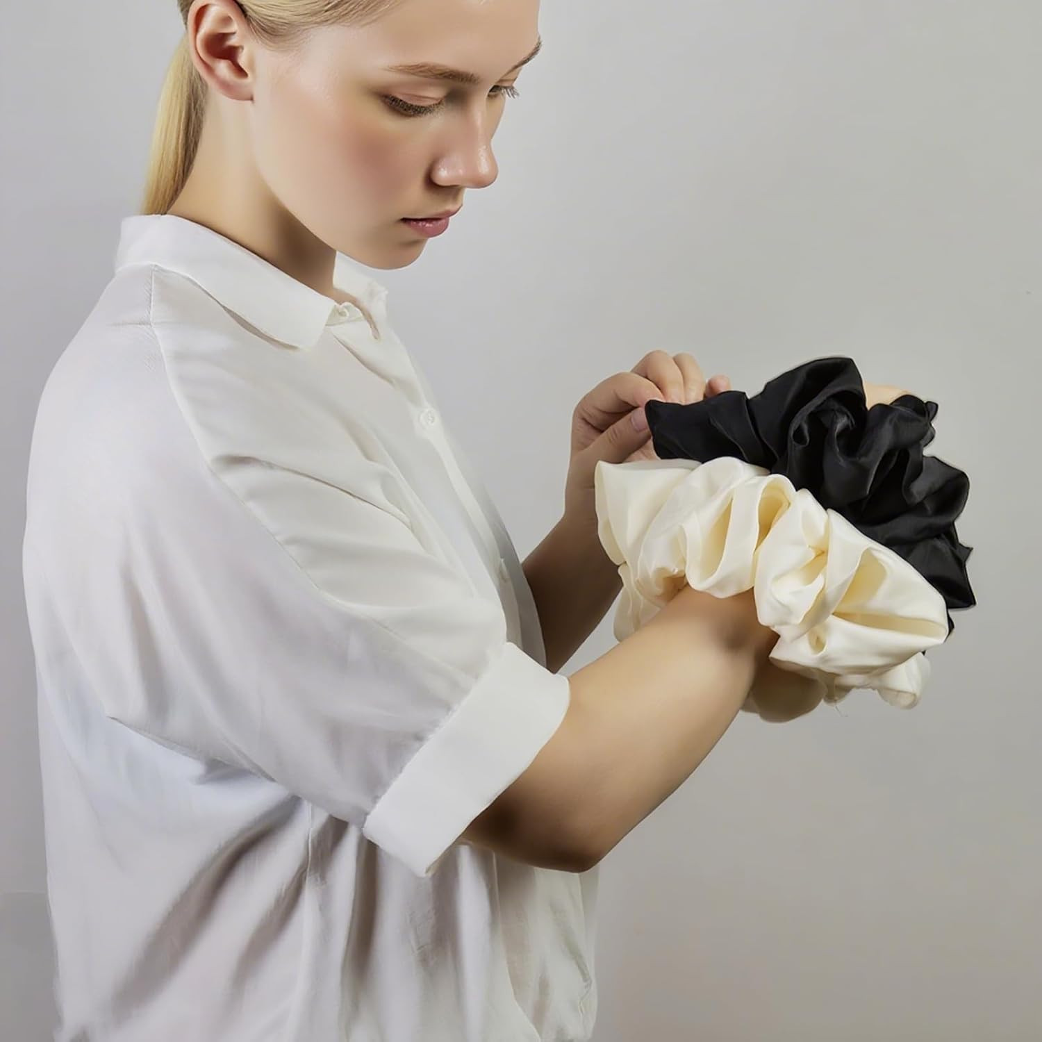 Oversized Satin Scrunchies for Women – 2 Pack Extra Large Hair Ties Accessories,