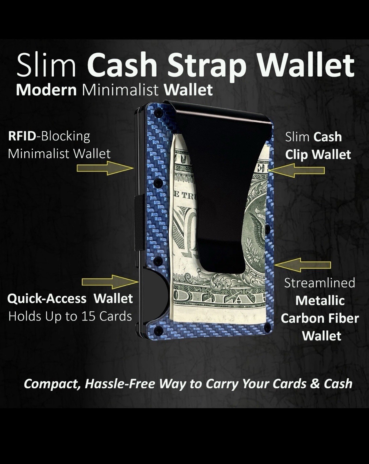 Mens RFID Blocking Slim Money Clip Wallet Credit Card ID Holder Thin Minimalist
