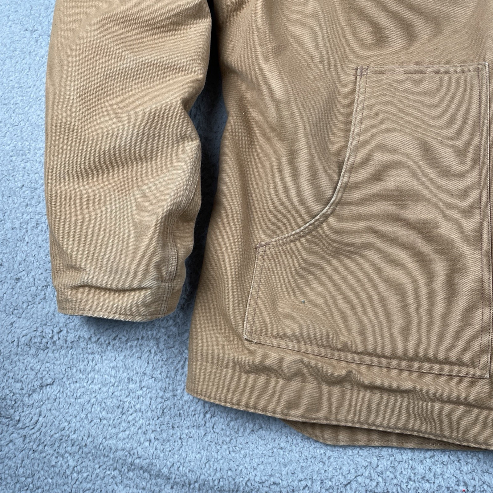Carhartt Jacket Zip Up Hoodie Caramel Brown Fleece Lined Triple Stitched Large