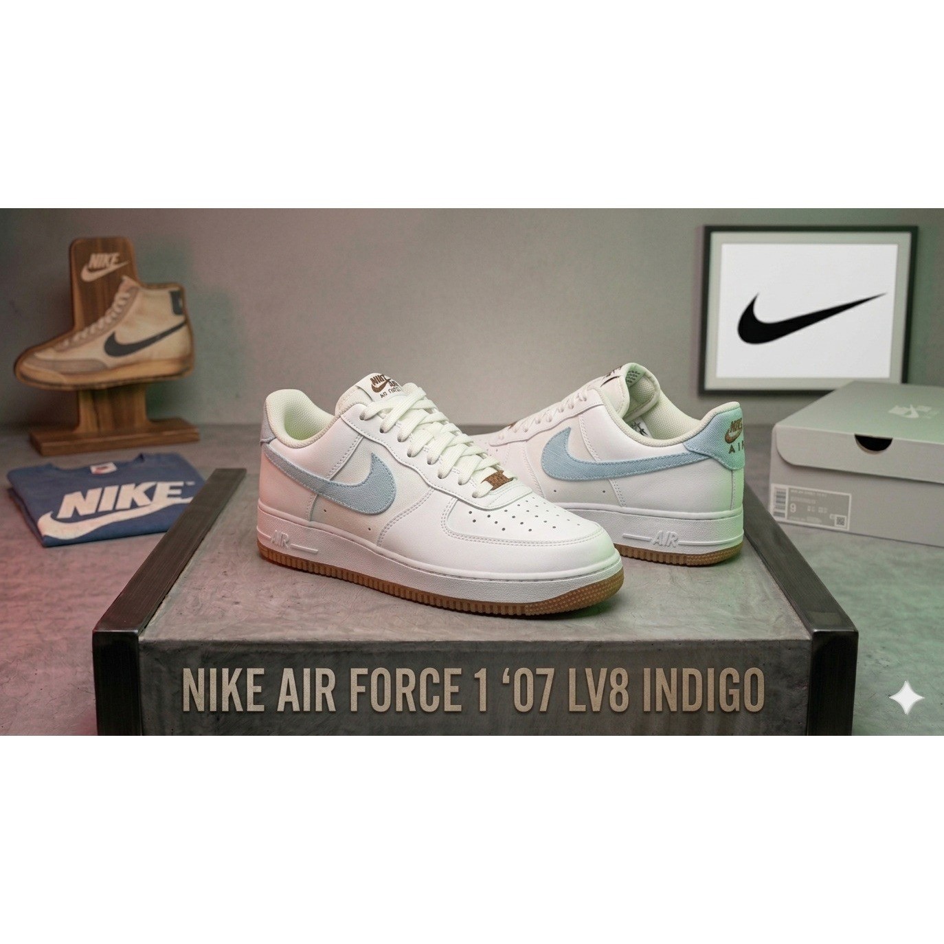 BRAND NEW Nike Air Force 1 ’07 LV8 Indigo CZ0338-100 Size 11.5 Authenticated! DS