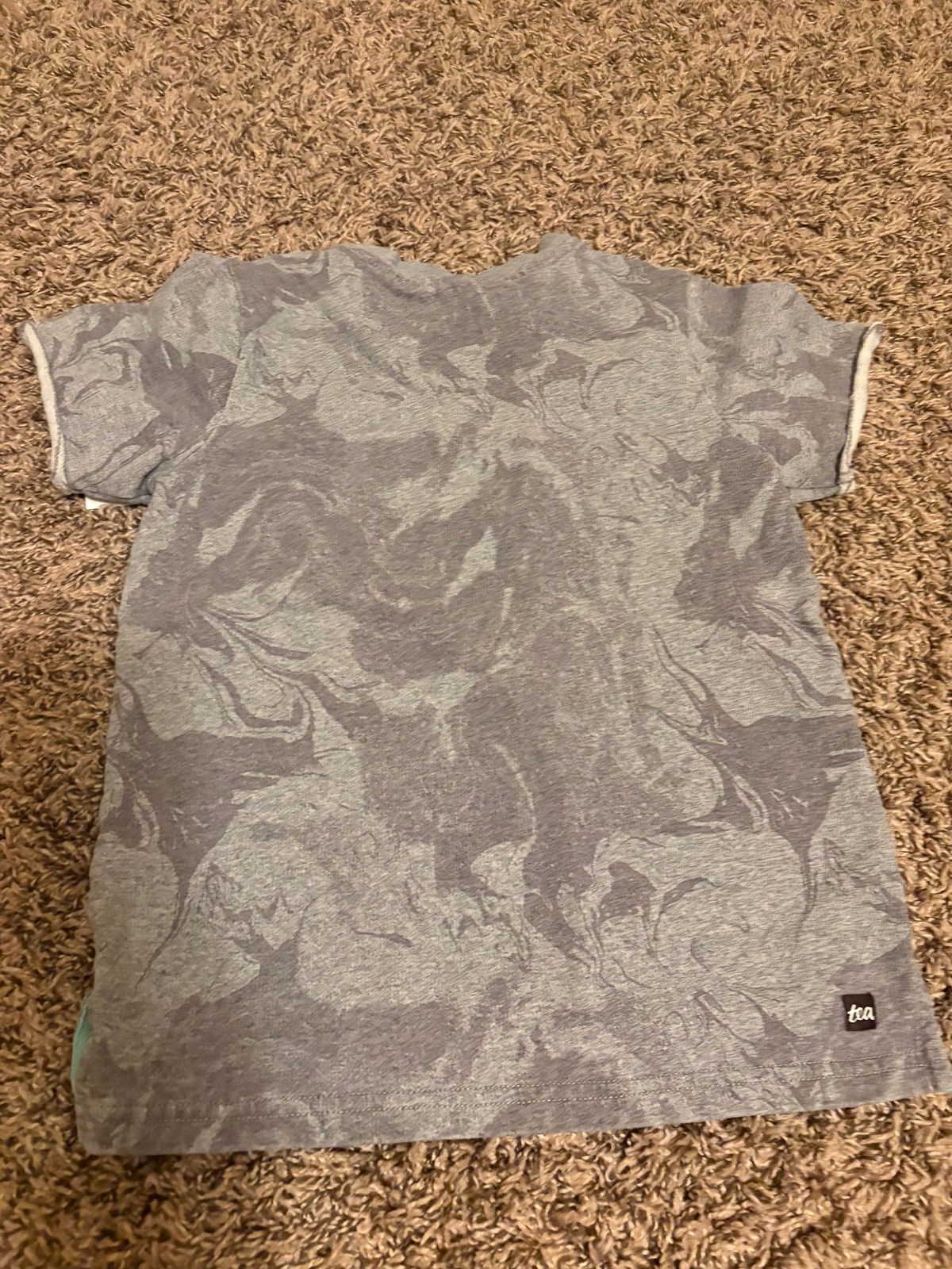 Tea Collection Short Sleeve Sweatshirt 6 Gray Floral Print Kangaroo Pocket
