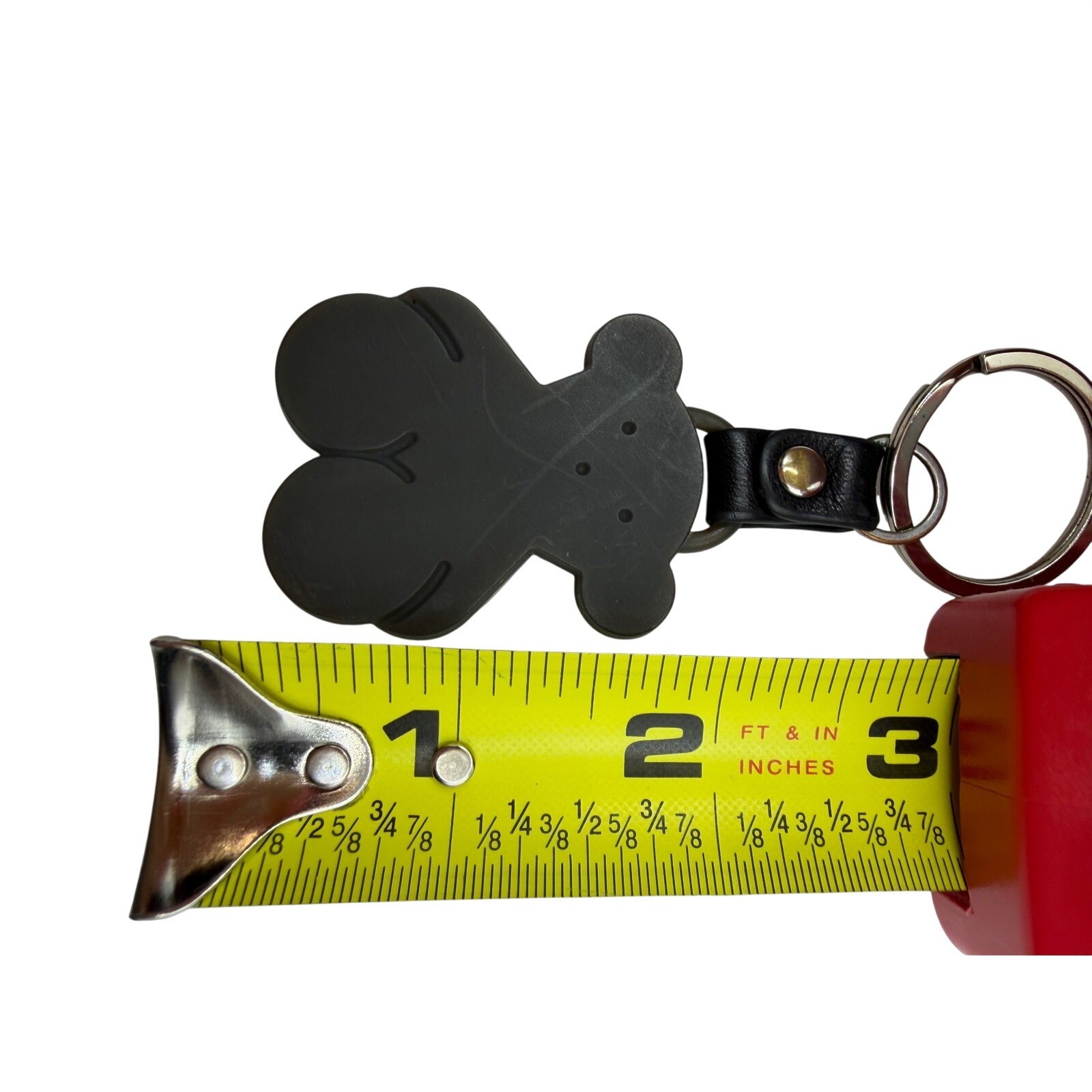 Tous Bear Black Purse Charm Matte Rubber Leather Strap Silver Tone Ring