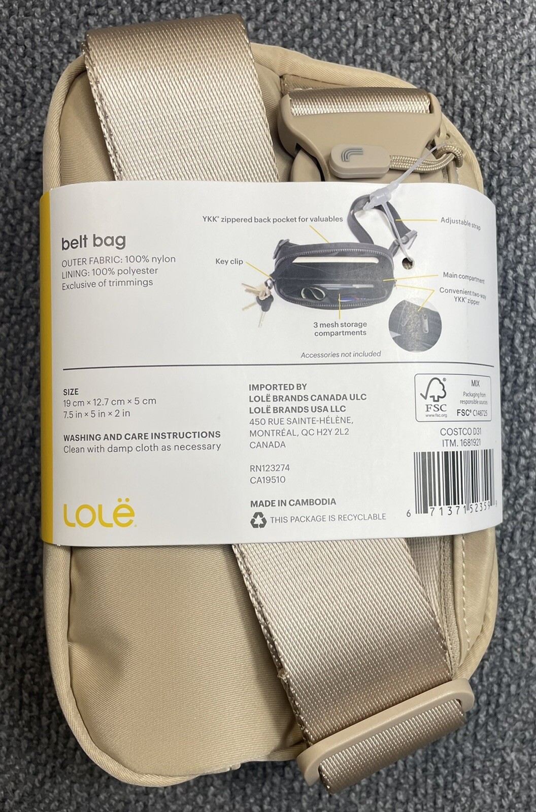 LOLE Unisex Belt Bag Black or Tan