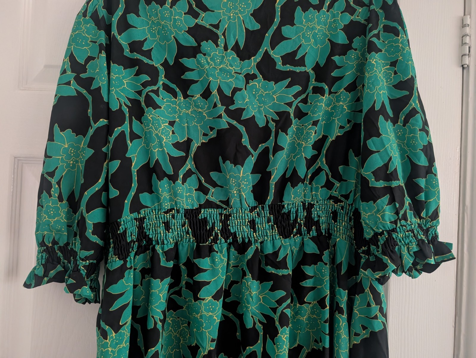 Jolie Moi Green Black 3/4 Sleeve Midi Dress Size 20 (T45)
