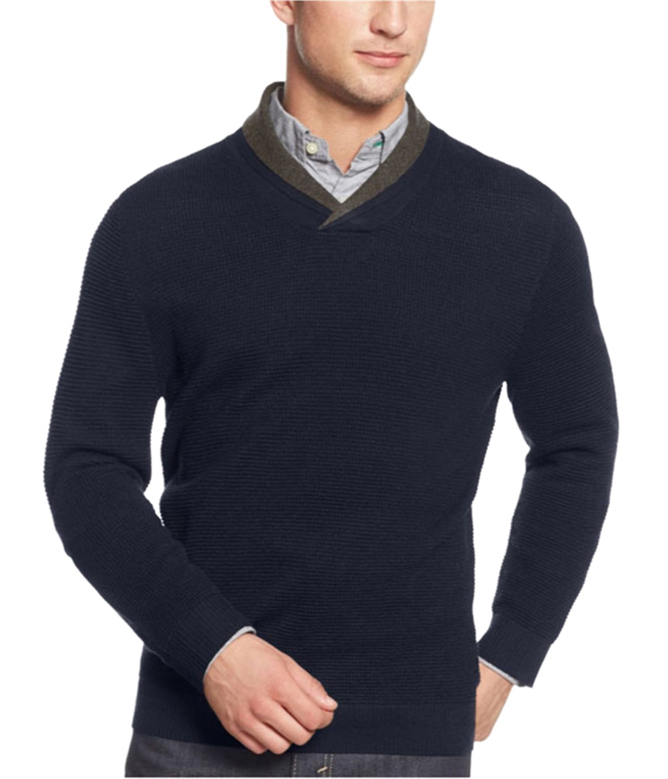 Club Room Mens Merino Double Shawl Sweater, Blue, Big & Tall, Big 2X