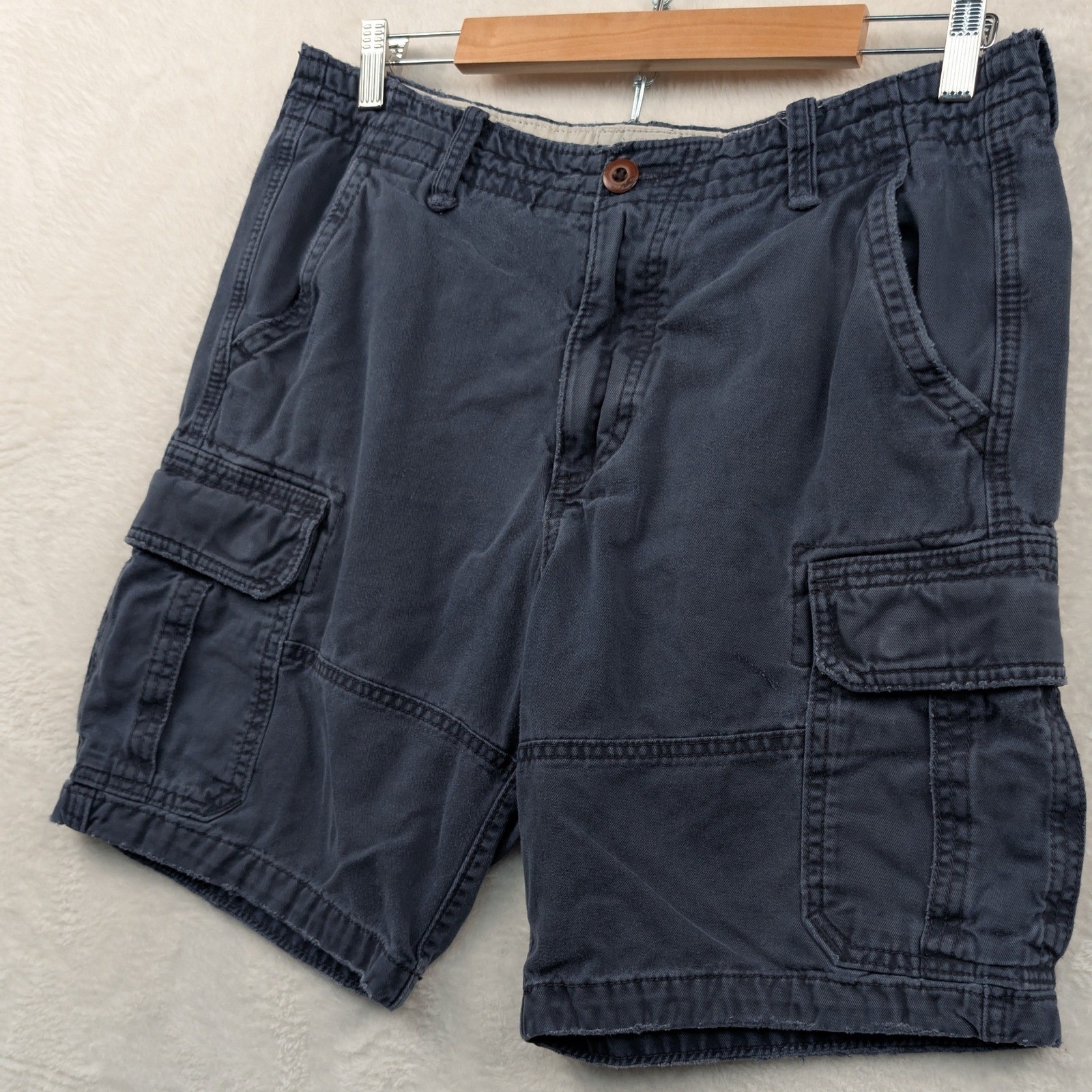 VTG Hollister Cargo Shorts Men’s 34 Navy Blue 9″ Beach Utility Rugged Hiking Y2K