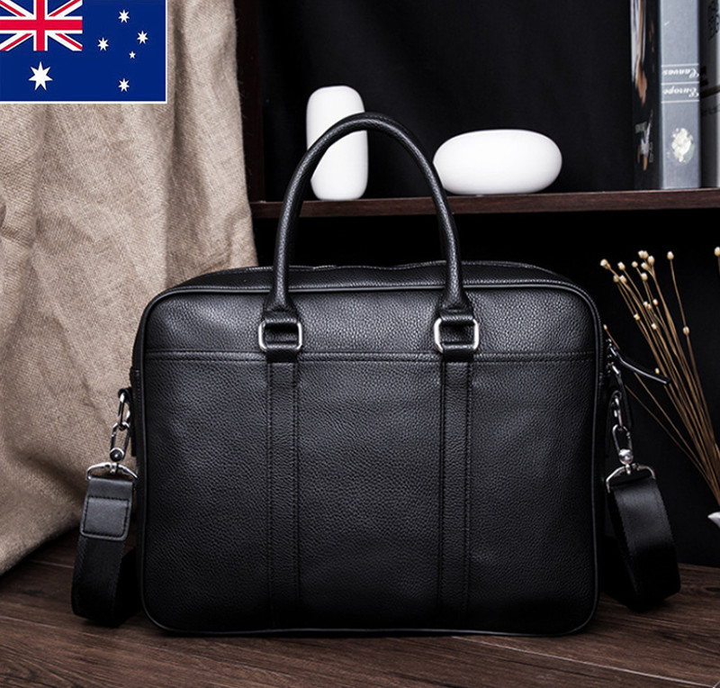 New Fashion Men Business Briefcase Soft Leather Handbag Laptop Shoulder Bag AU