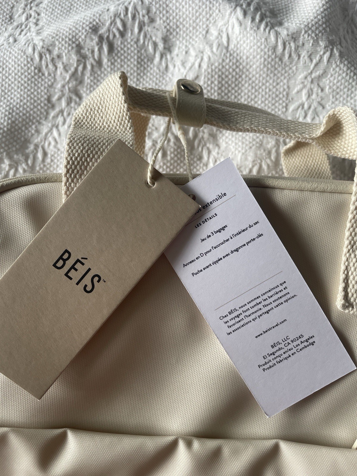 BÉIS Expandable Backpack Beige New with Tags Great for Travel