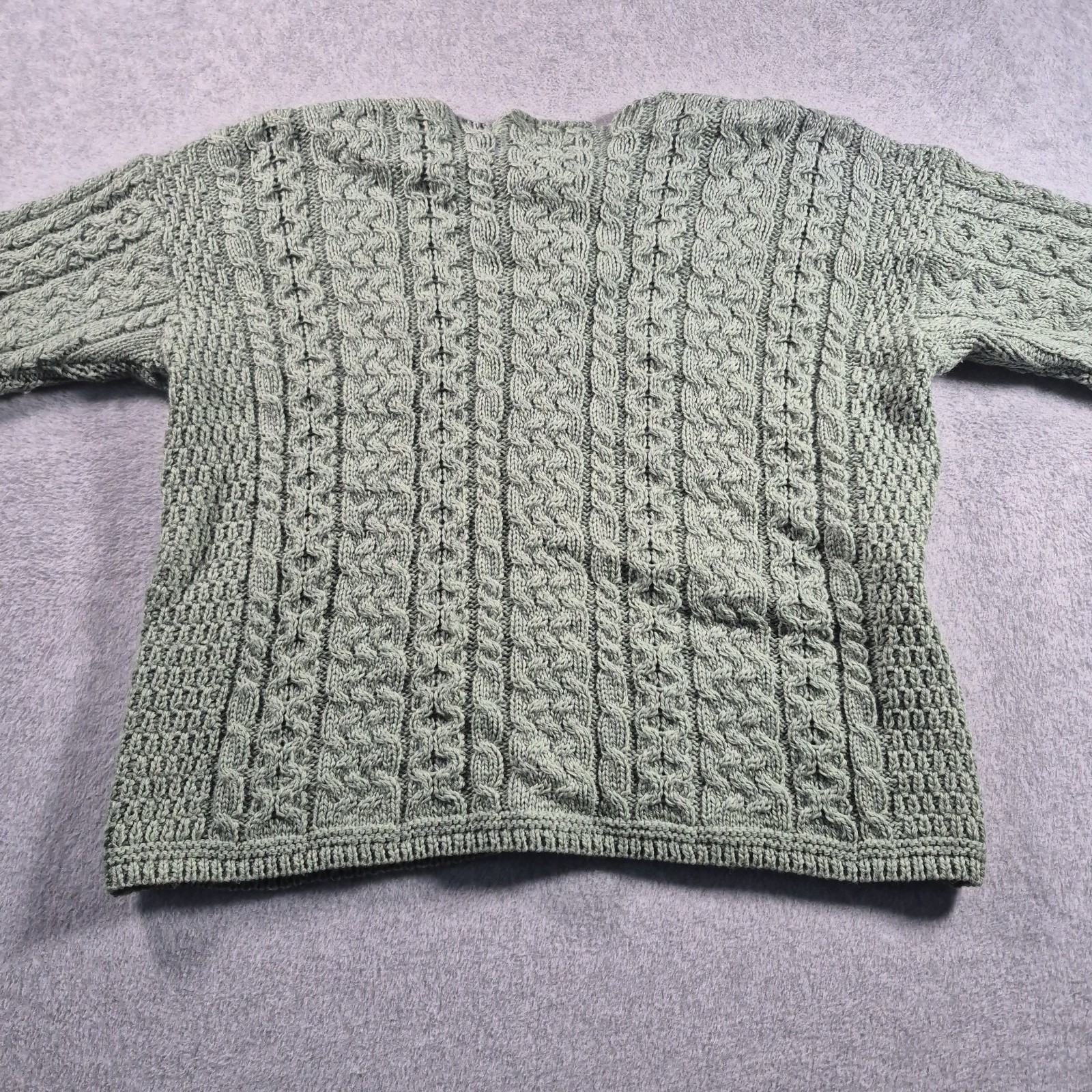 Aran Crafts Irish Merino Wool Cable Knit Cardigan Sweater Green Women’s XL