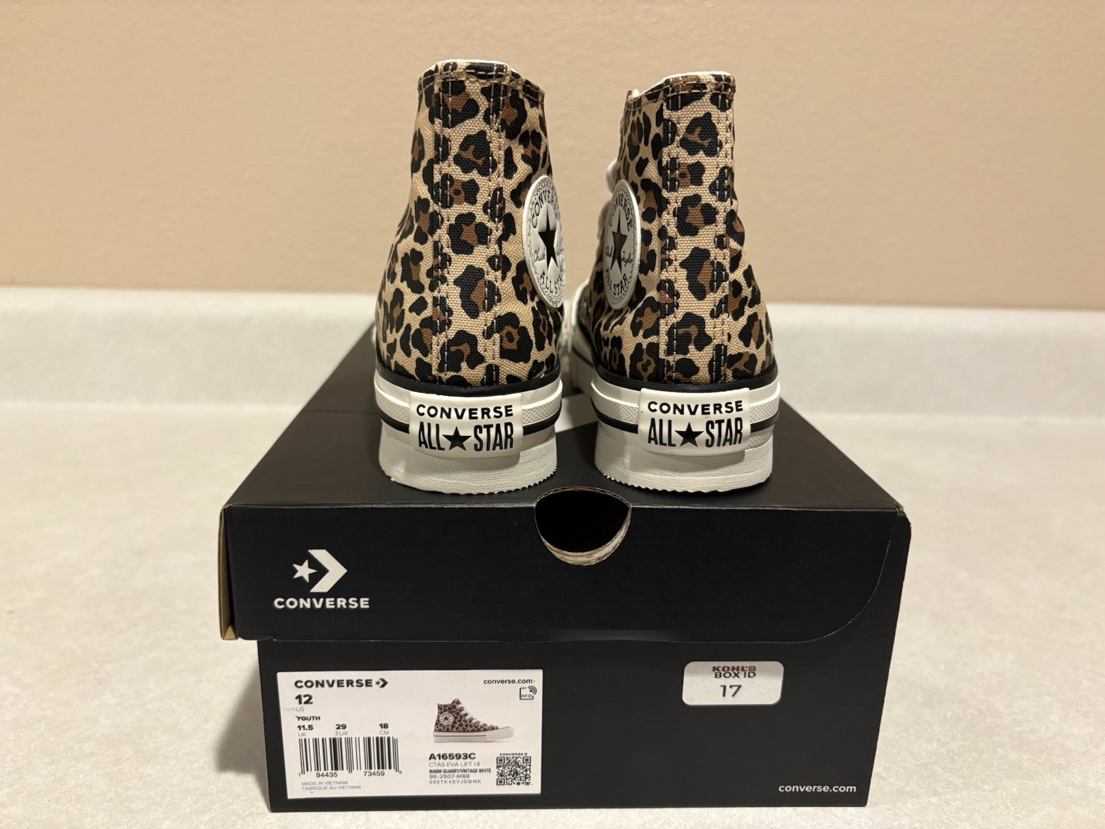 Converse Chuck Taylor All Star Unisex Kids Leopard Print High Top Sneakers 12