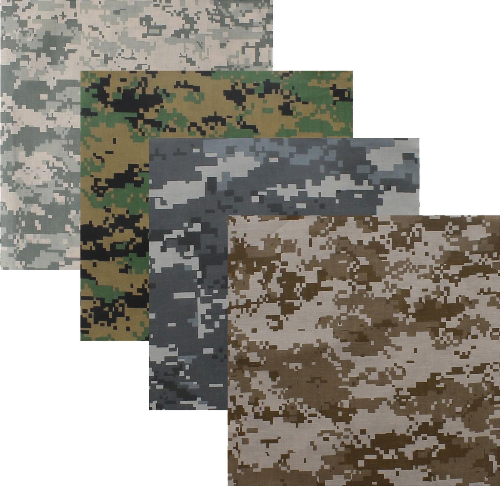 Camouflage Bandanas Cotton Head Face Cover Headwraps Bandanna 22″ x 22″, 4 Pack