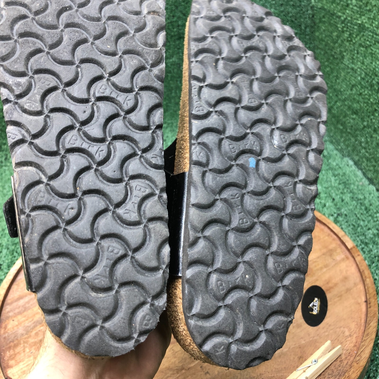 Birkenstock Womens Gizeh Black Patent Birko Flor Thong Sandals Size 38 US 7 Reg.
