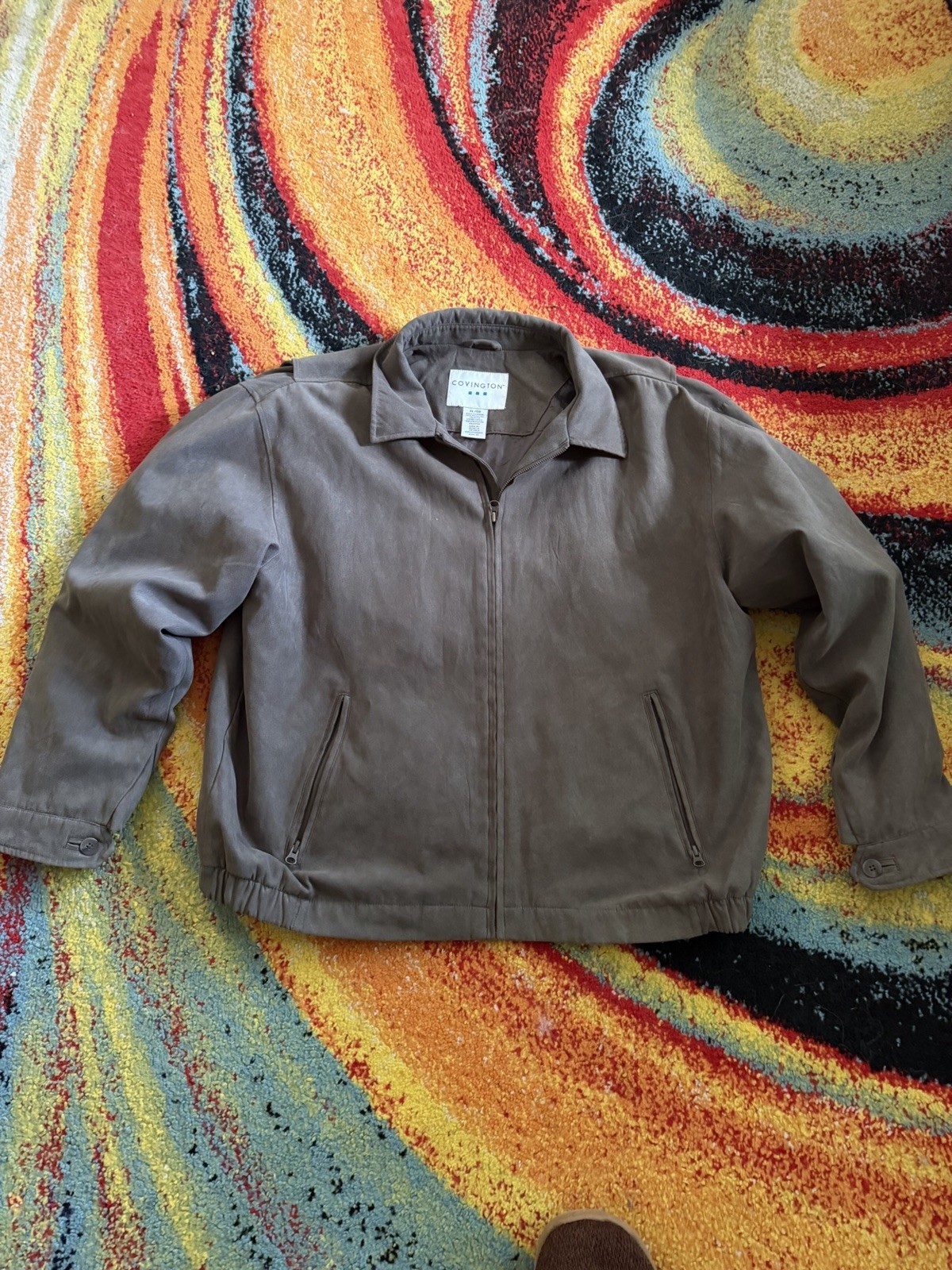 Covington Men’s Brown Full Zip Lined Jacket w/ Pockets, Short Length XL
