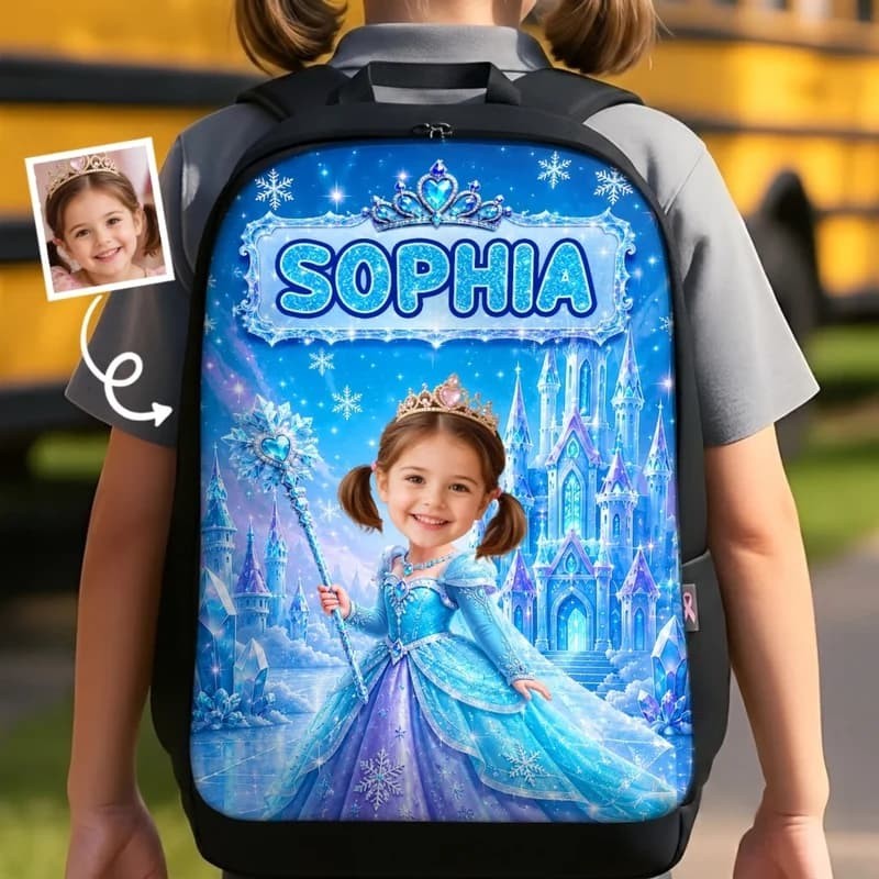 Custom Photo Princess Backpack, Personalized Kids School Bag,Back to School Gift