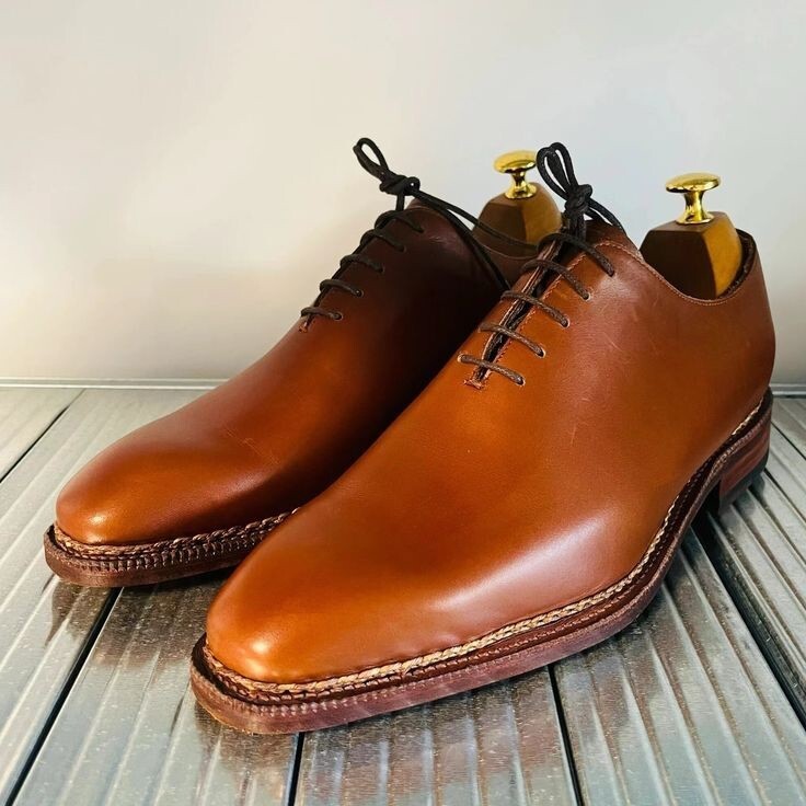 Handmade Classic Brown Leather Lace Up Dress Shoe, Party Wear Shoe, Dress Shoe