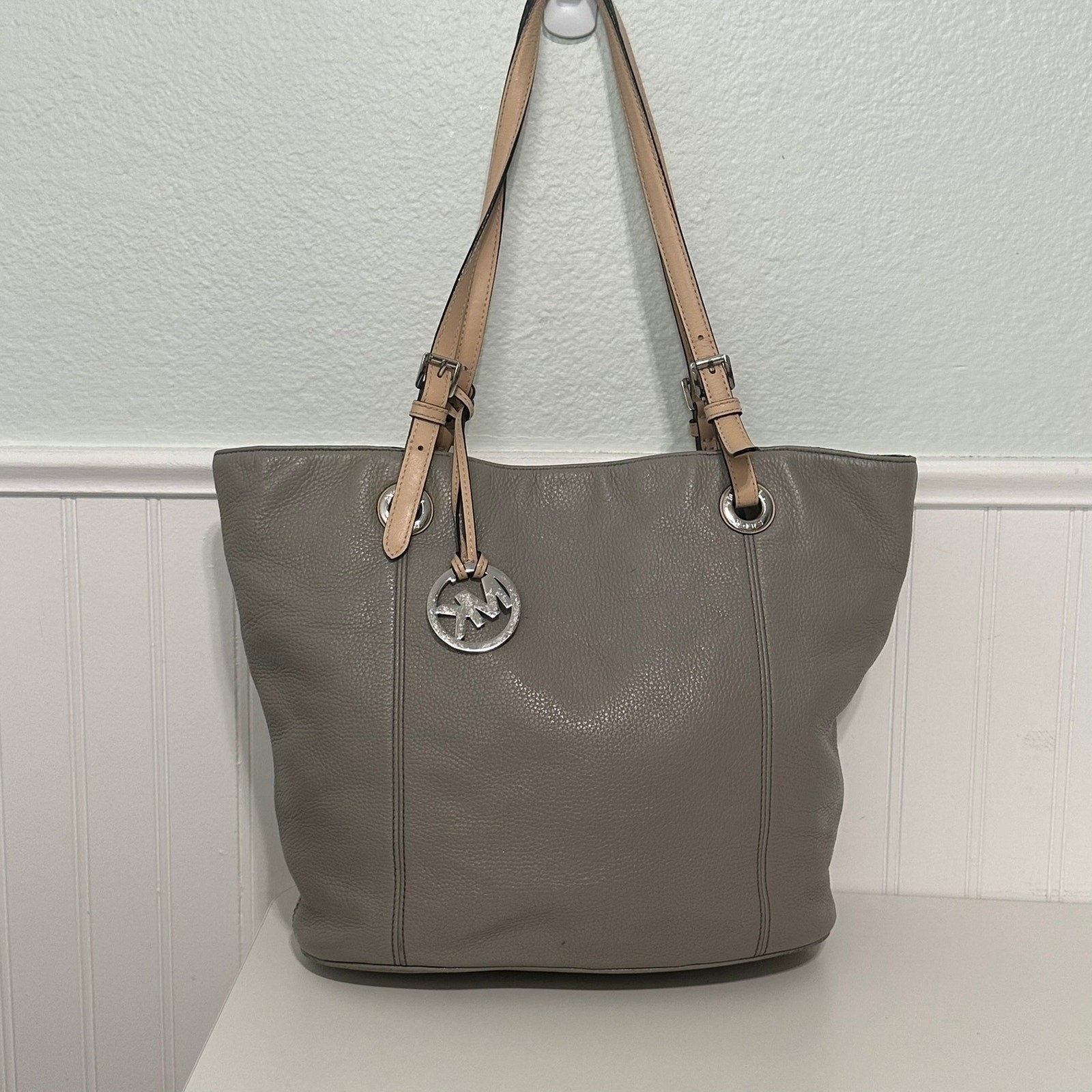 Michael Kors Gray Pebbled Leather Tote Shoulder Bag