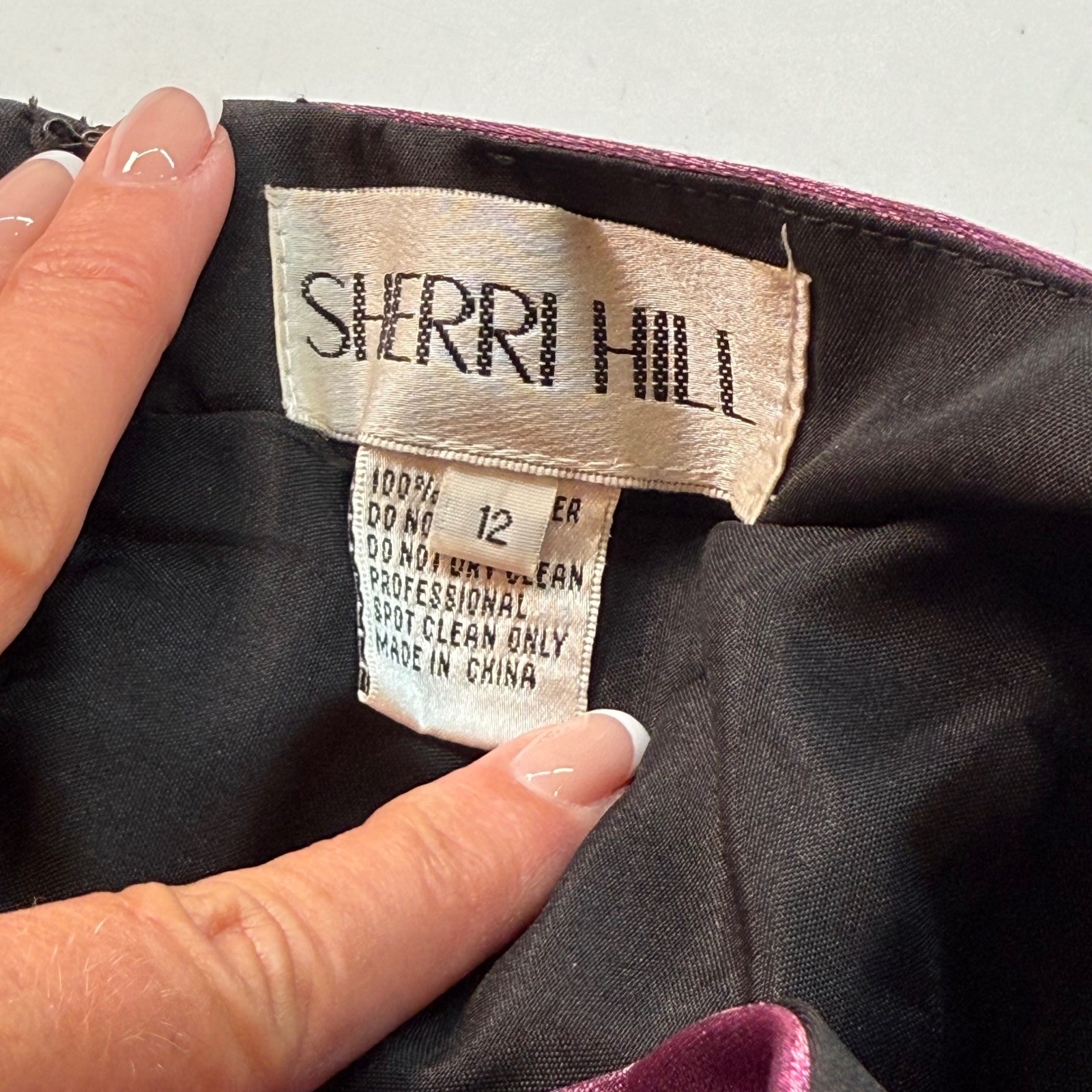 Sherri Hill Metal Plum Spaghetti Strap Backless Ball Gown Prom Dress, Size 12-