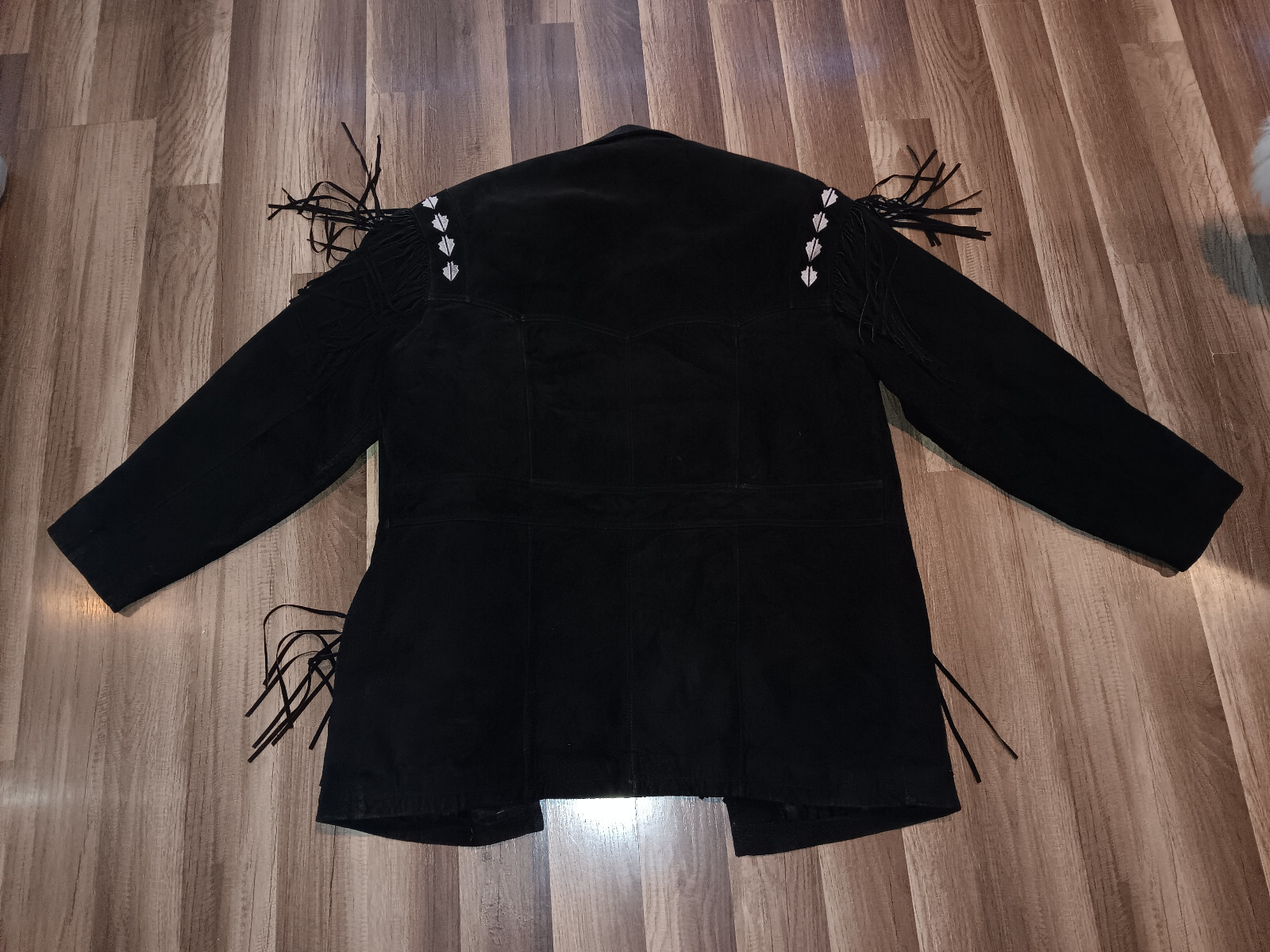 High Noon black Leather Suede Fringe Mens Western style Medium size jacket