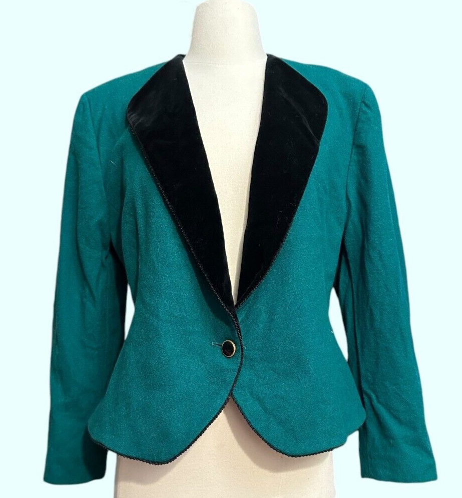 Vintage 100% Virgin Wool Made in Portland Academia Blazer Size Womens Petite L