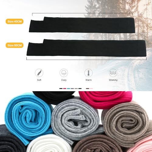 Winter Fingerless Long Gloves for Women Cashmere Blended 50cm/19.7in Black