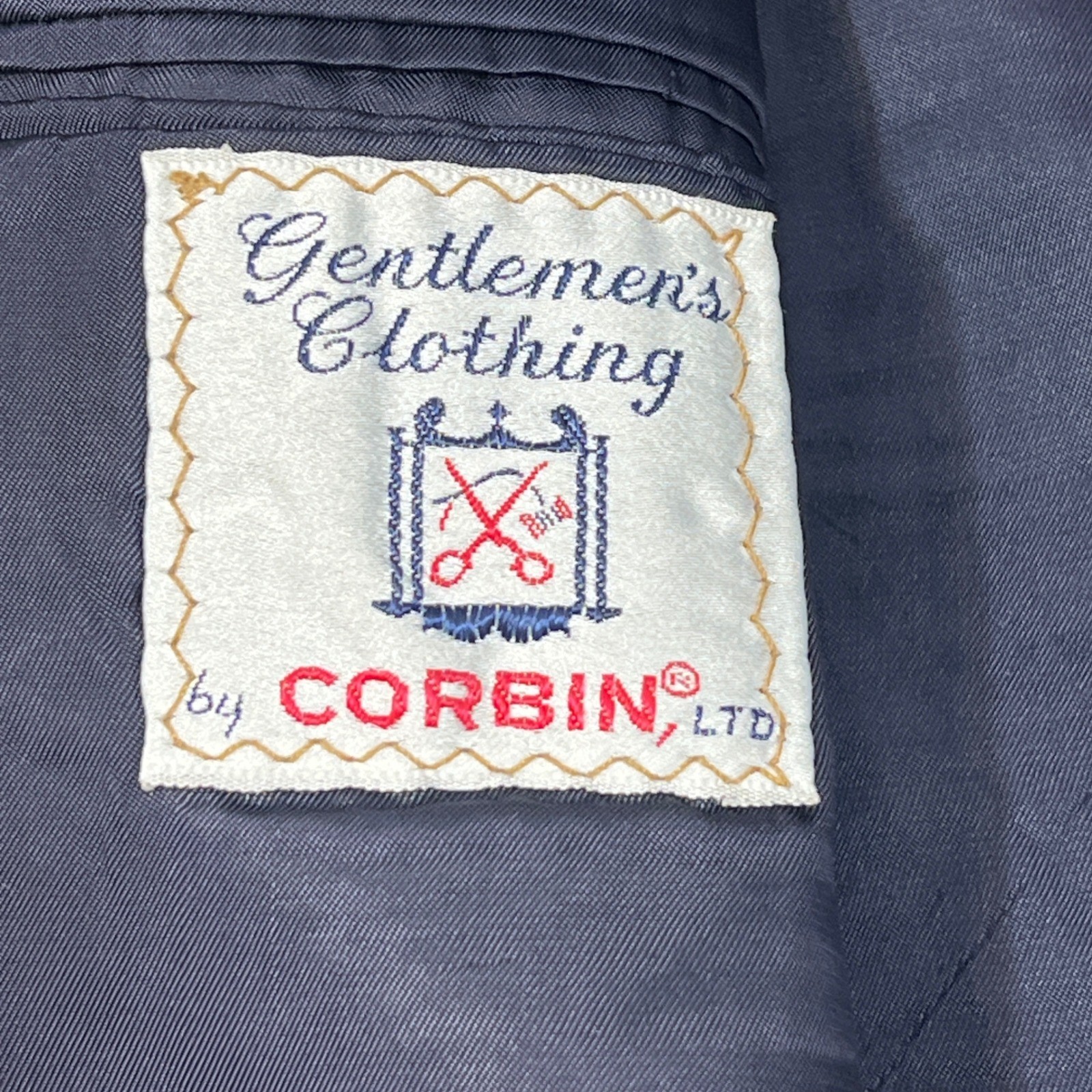 Corbin Ltd Mens Navy Blue Two Button Blazer Sport Coat Made in USA Size 46R