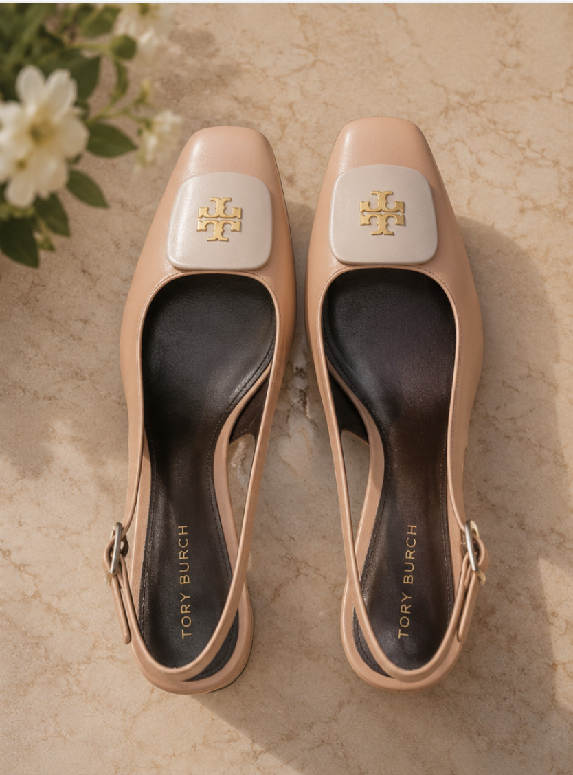 Tory Burch Georgia Slingback Pump 55mm Patent Leather Pink Brick 650 Size 8M