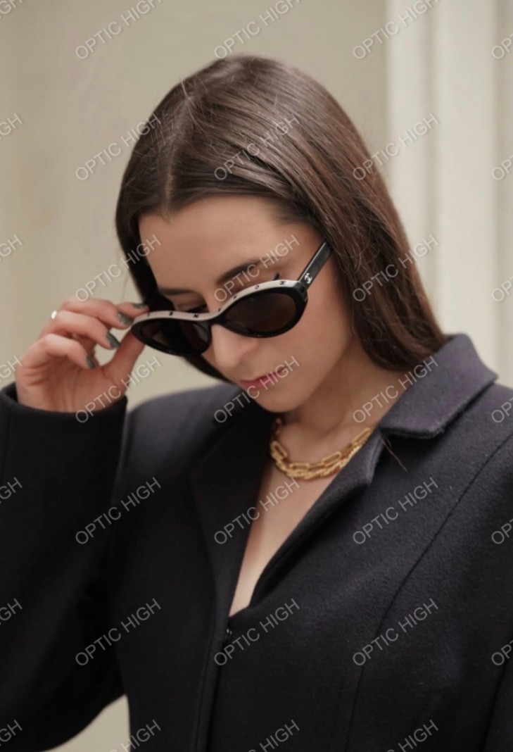 CHANEL CH5416 Beige & Black Acetate Oval Sunglasses
