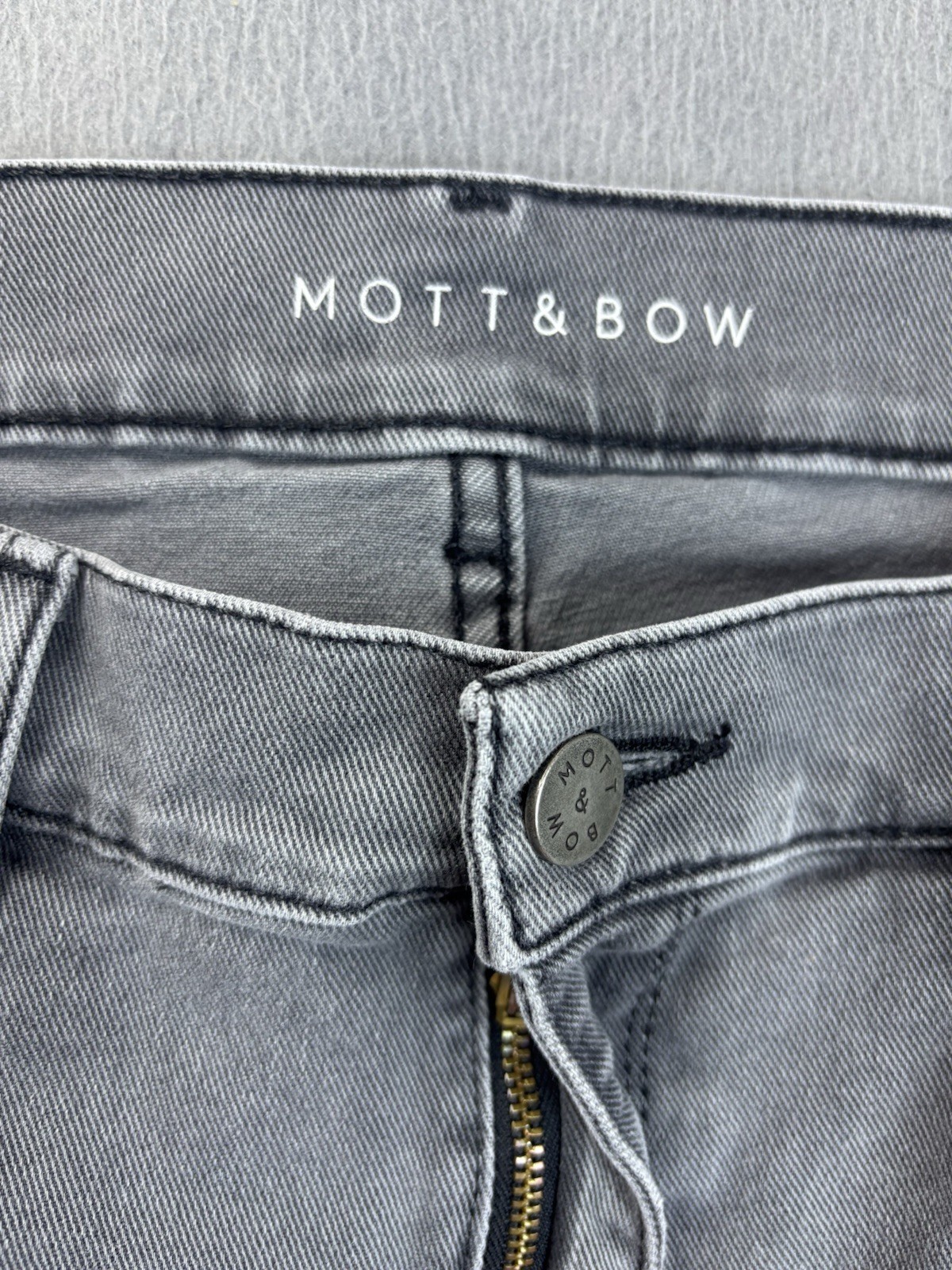 Mott & Bow Straight Fit Jeans Mens Size 32×30 Gray Stretch Denim Hemmed to 32×27