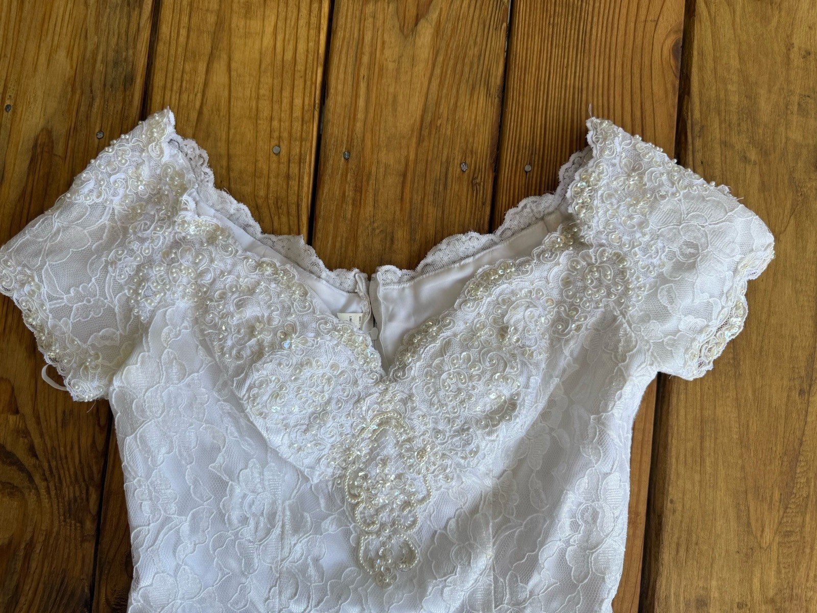 Mori Lee Short Lace Sequin Wedding Or Reception Dress W Sweetheart Neckline 12