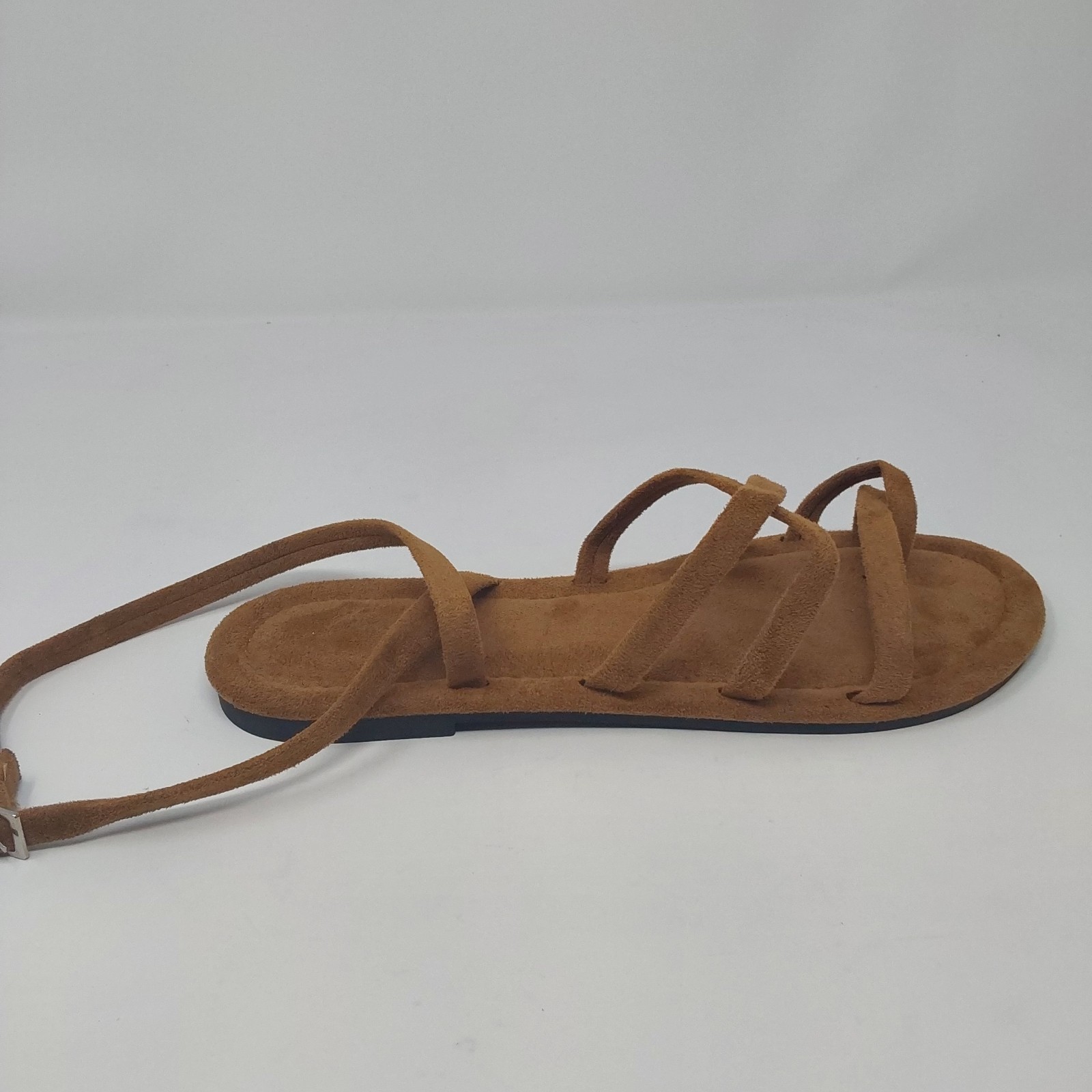 Womens Gladiator Sandals Brown Faux Suede Strappy Flat Sandals US 8 NWT