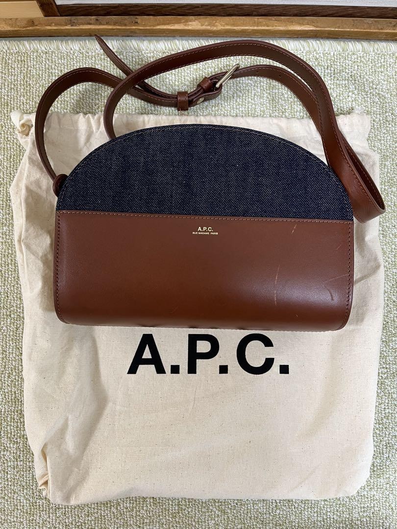 A.P.C shoulder bag denim leather brown half moon