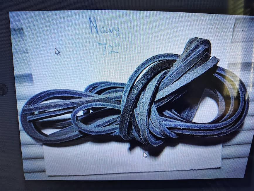 Leather shoe laces, 1/8″ x 72″, navy color, premium, (2 pair), pack