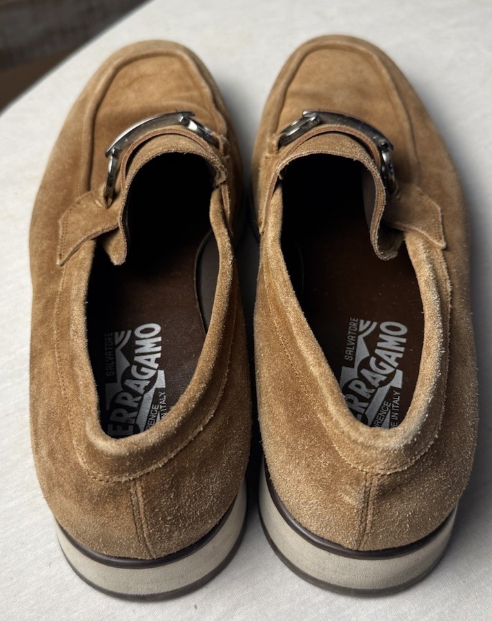Salvatore Ferragamo Cosimo Suede Loafers Brown / Midbrown Calfskin Mens Sz 7 3EW