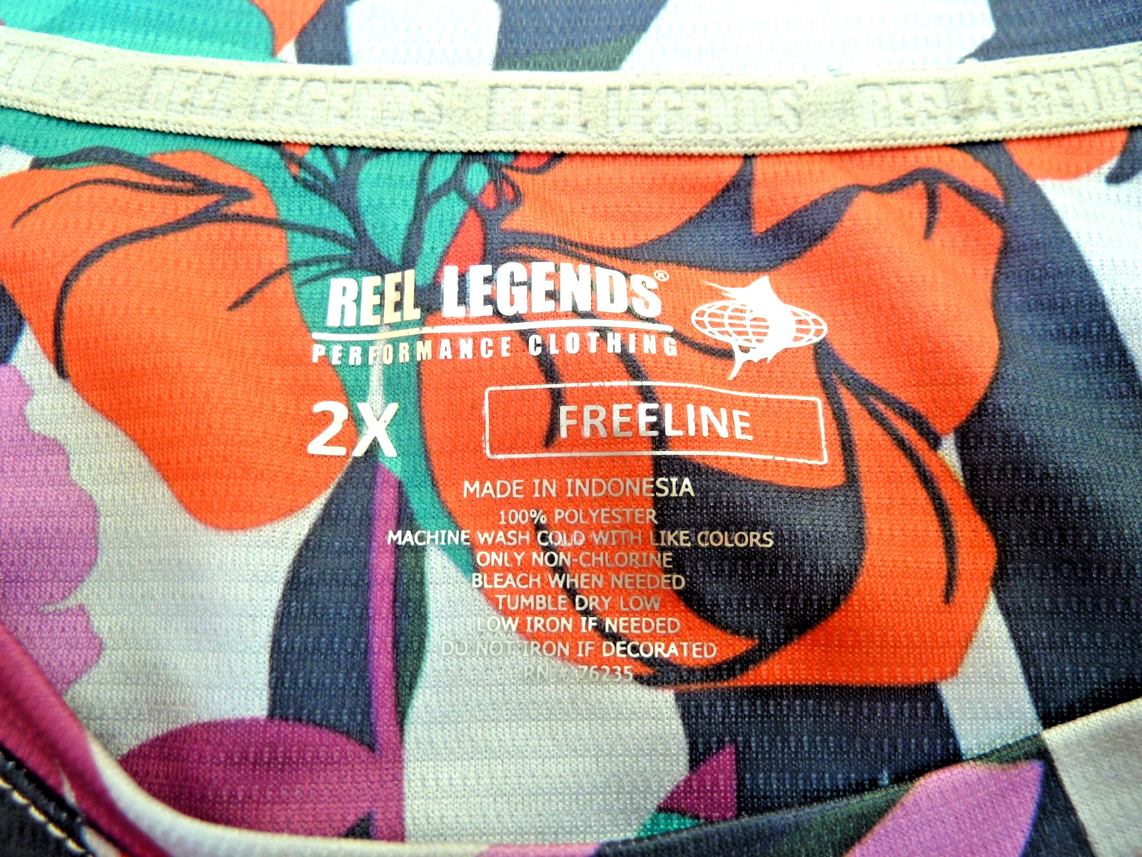 Reel Legends Performance Freeline Top Women 2XL Tropical Print UV Protection