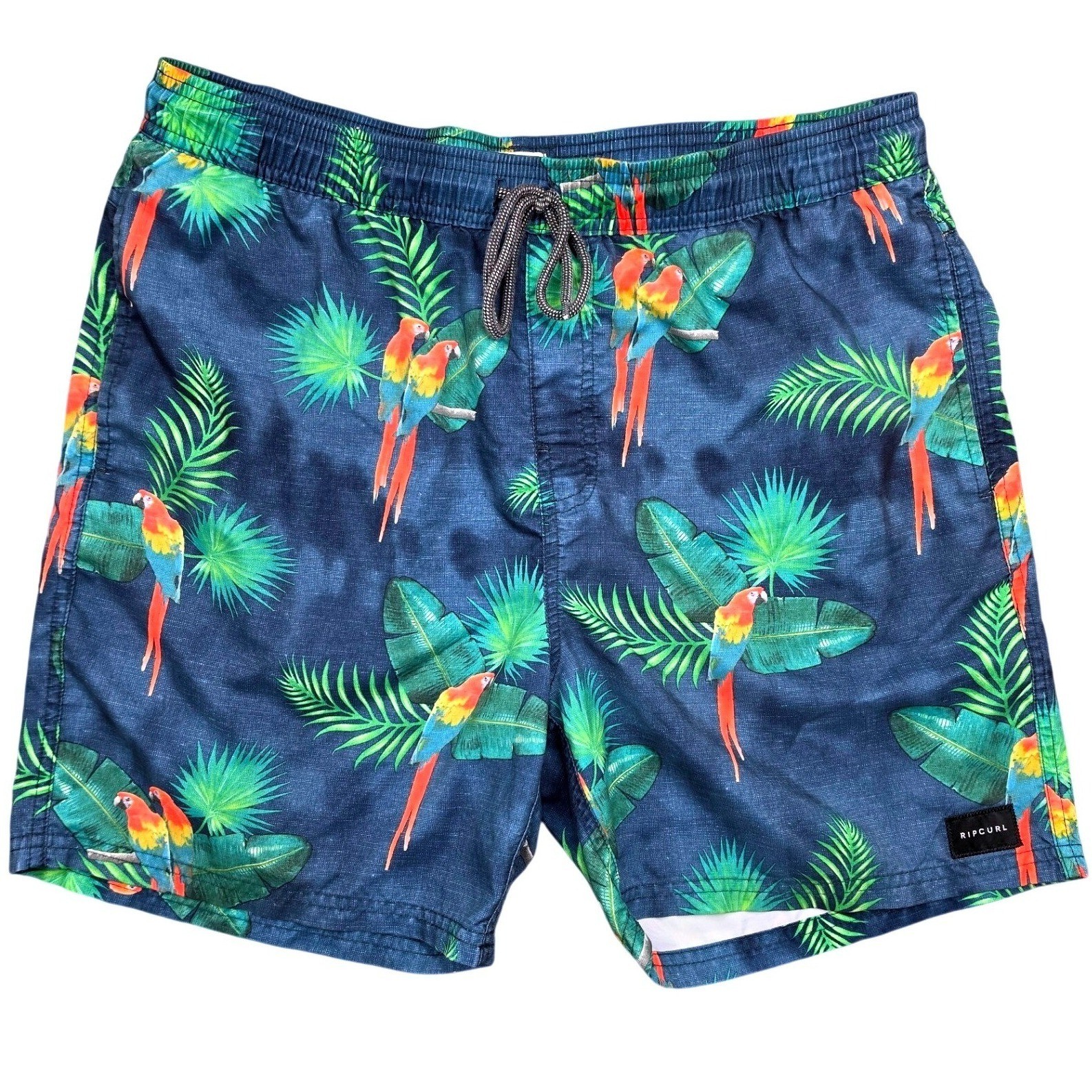 Rip Curl Lay Days Mens Navy Tropical Parrot Palm Boardshorts Size Large L