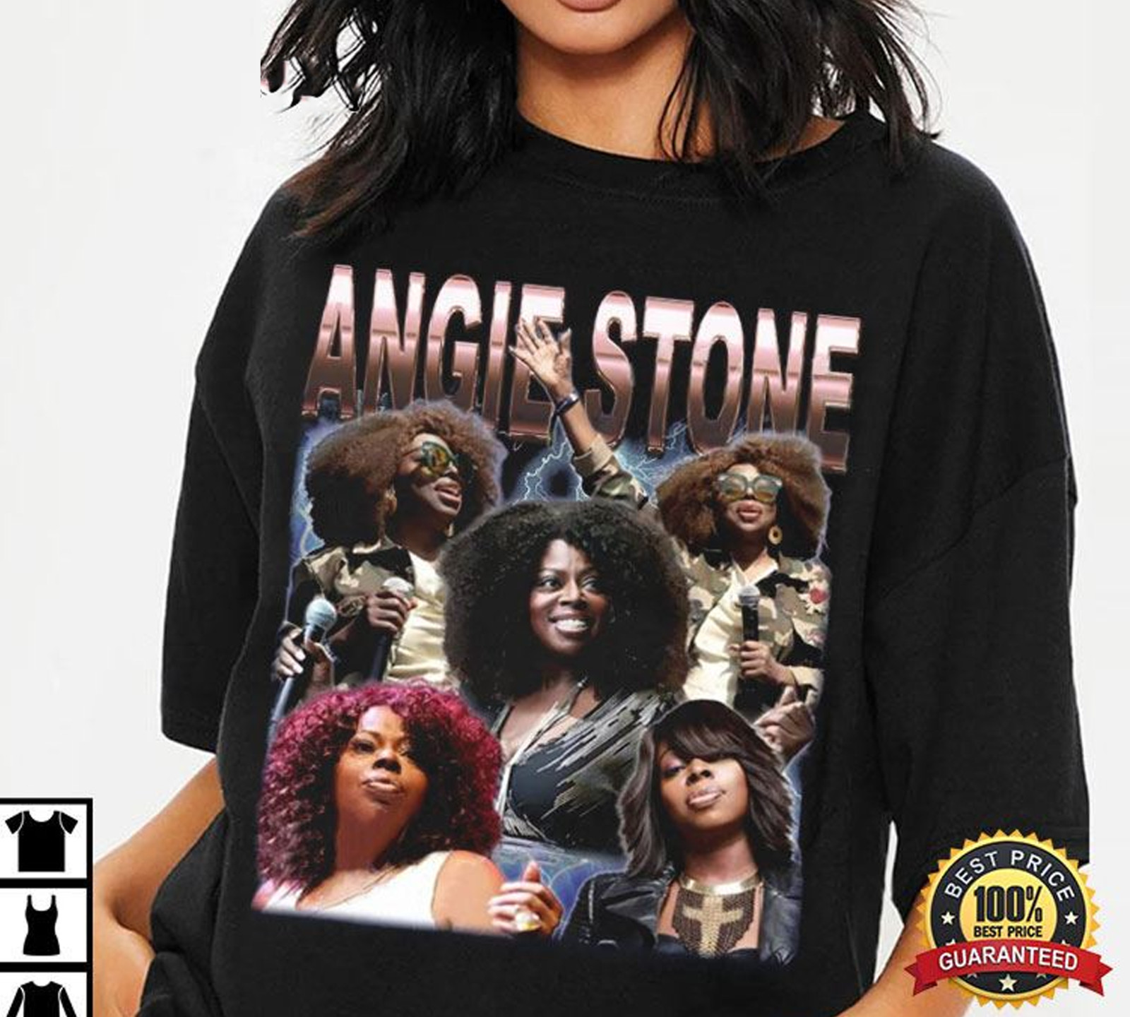 Angie Stone collage HOT NEW black T-shirt Unisex All sizes XZ537