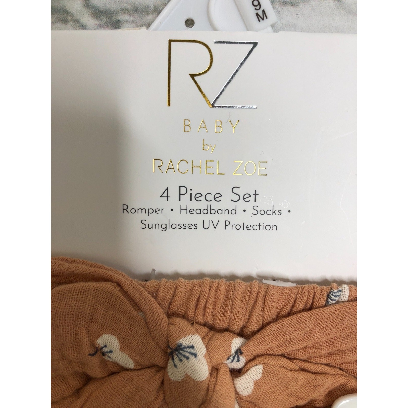NEW (6-9M) 4pc Infant Girls Romper Headband White Tights Sunglasses | Rachel Zoe