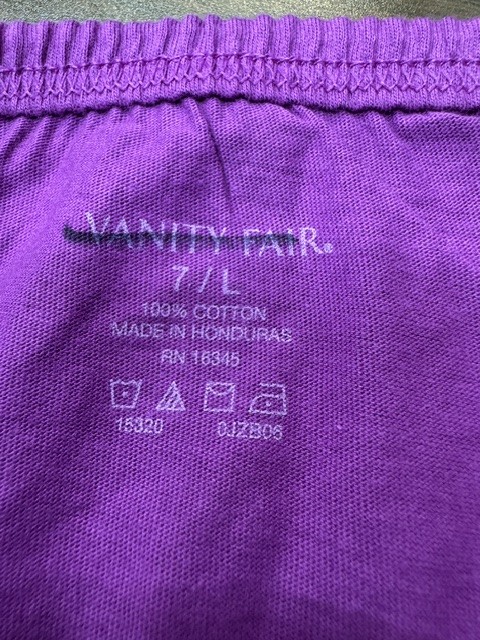 5 Pack Vanity Fair Perfectly Yours Cotton Brief Magenta Panty 15320 Sz 7/L