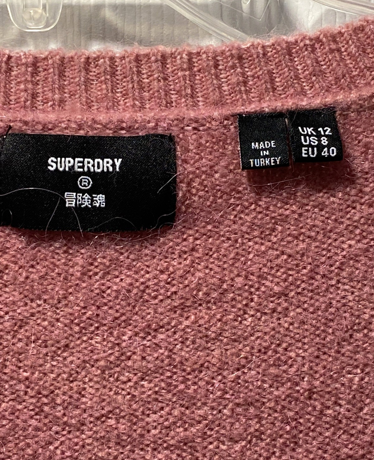 Superdry Pullover Sweater Top Pink Round Neck Long Sleeve Soft Warm Cozy Size L