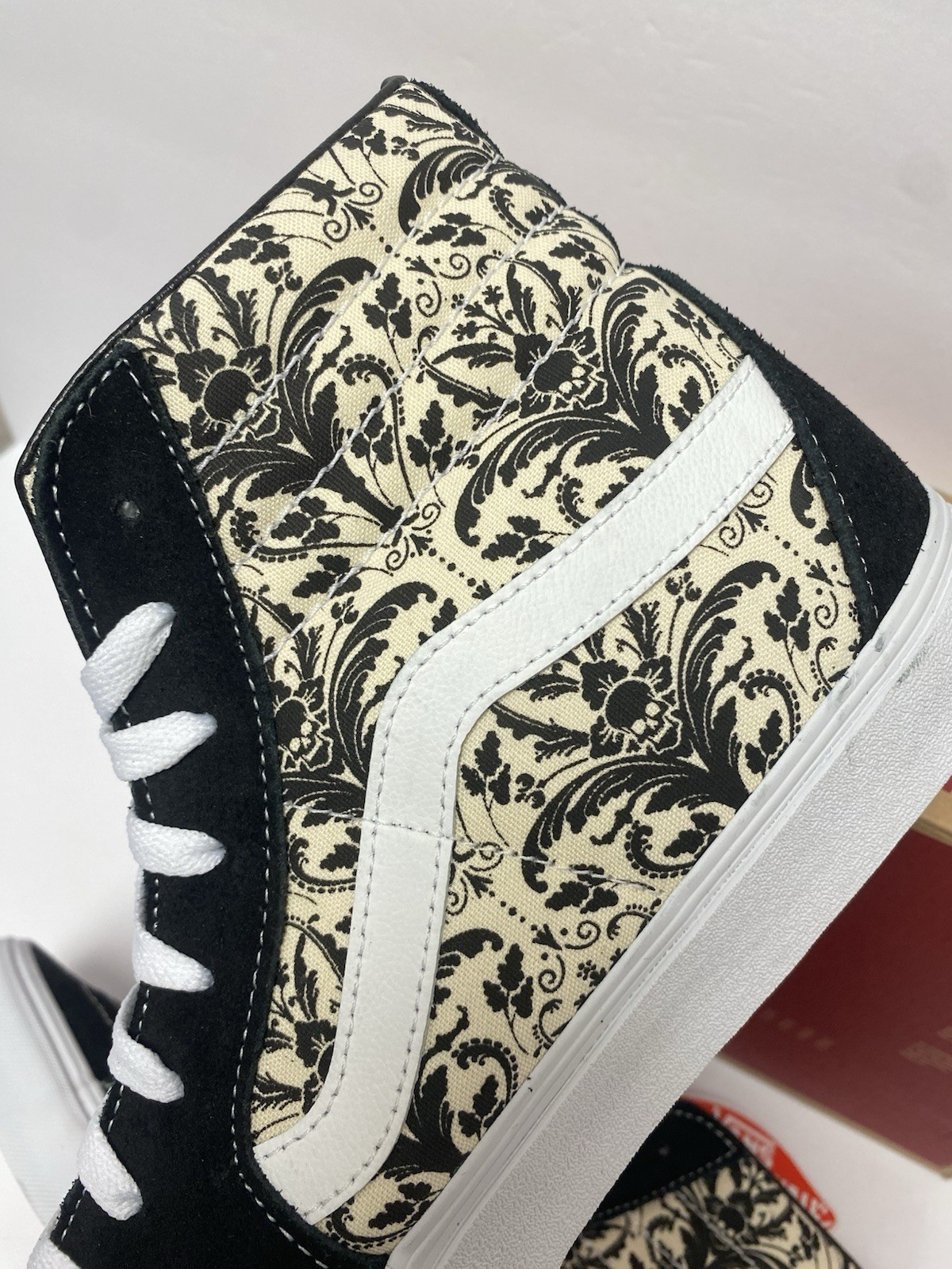 VANS M 13 SKATE Sk8 Hi Skull Tapestry Black Bone Skate Shoes New In Box !!