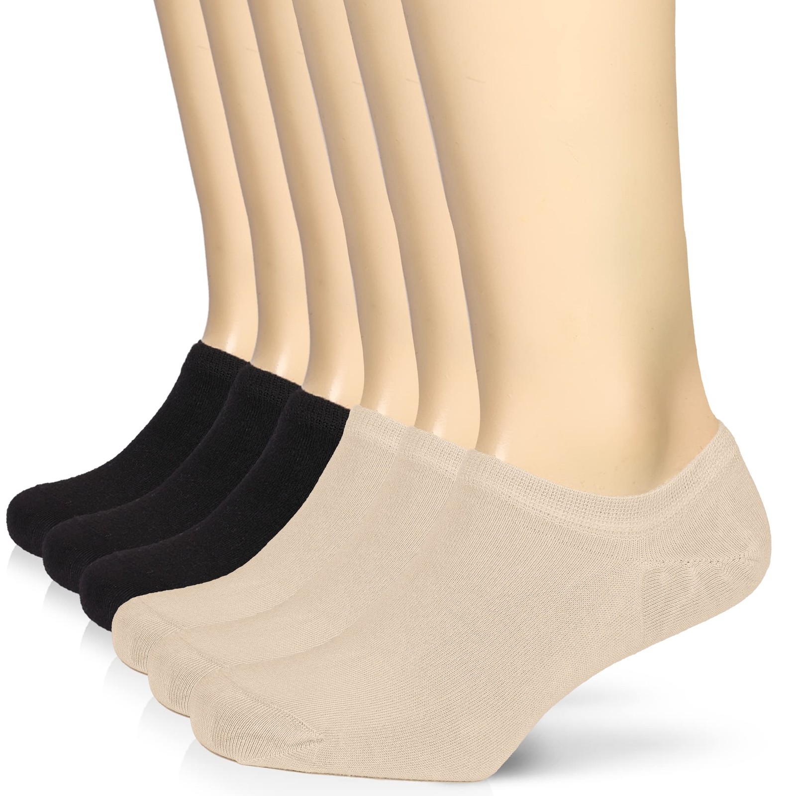 HUGH UGOLI Men Bamboo No Show Socks | Non Slip Invisible Liner Socks 6/12 Pairs