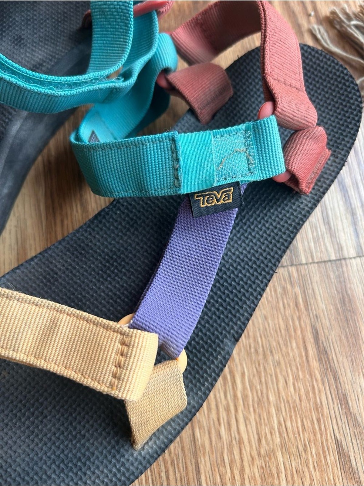 Teva Multicolor Strap Sandals – Teal, Coral, Tan, Purple size 9