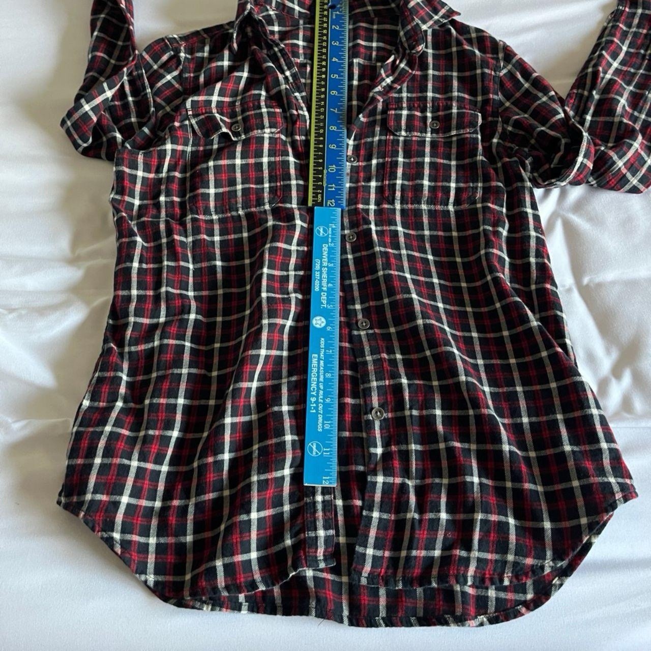 Chaps Black & Red Cotton Plaid Flannel Button Down Shirt Size M, Curved Hem