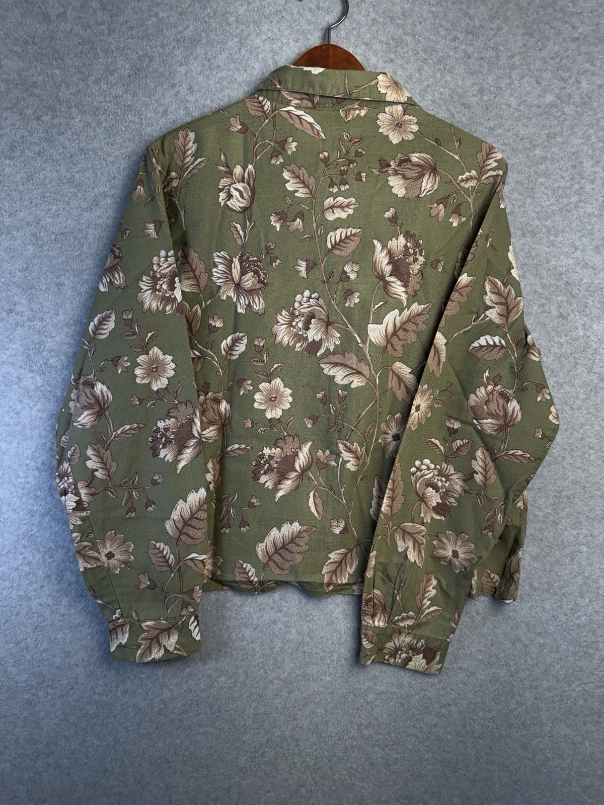 VTG Lemon Grass XL Green Floral Button Down Shirt 100% Cotton 90s Eclectic