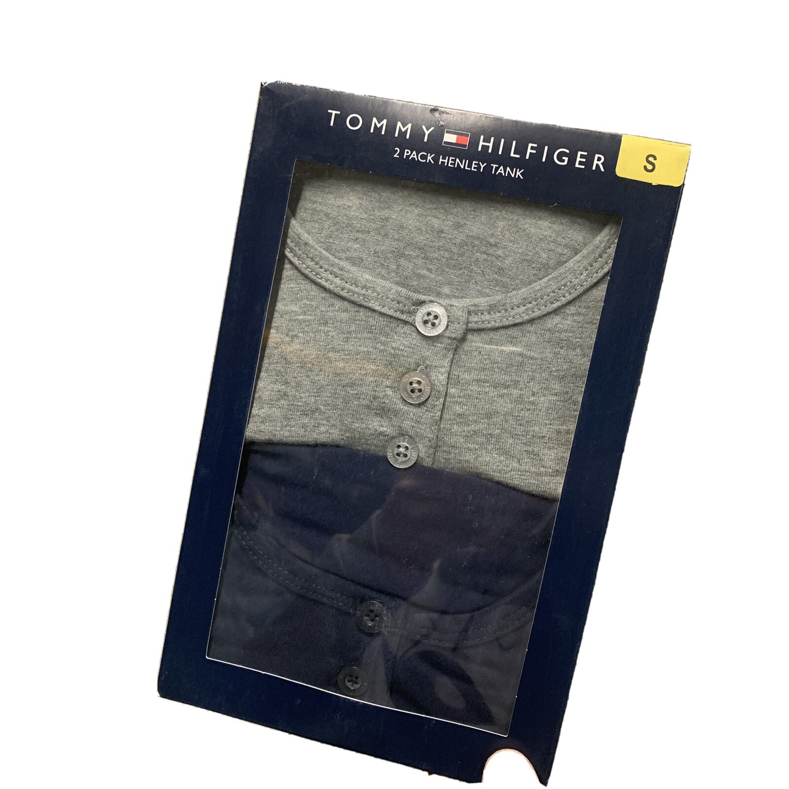 Tommy Hilfiger 2 Pack Henley Tank Gym Women S Grey/Navy 95% Cotton, 5%Spandex
