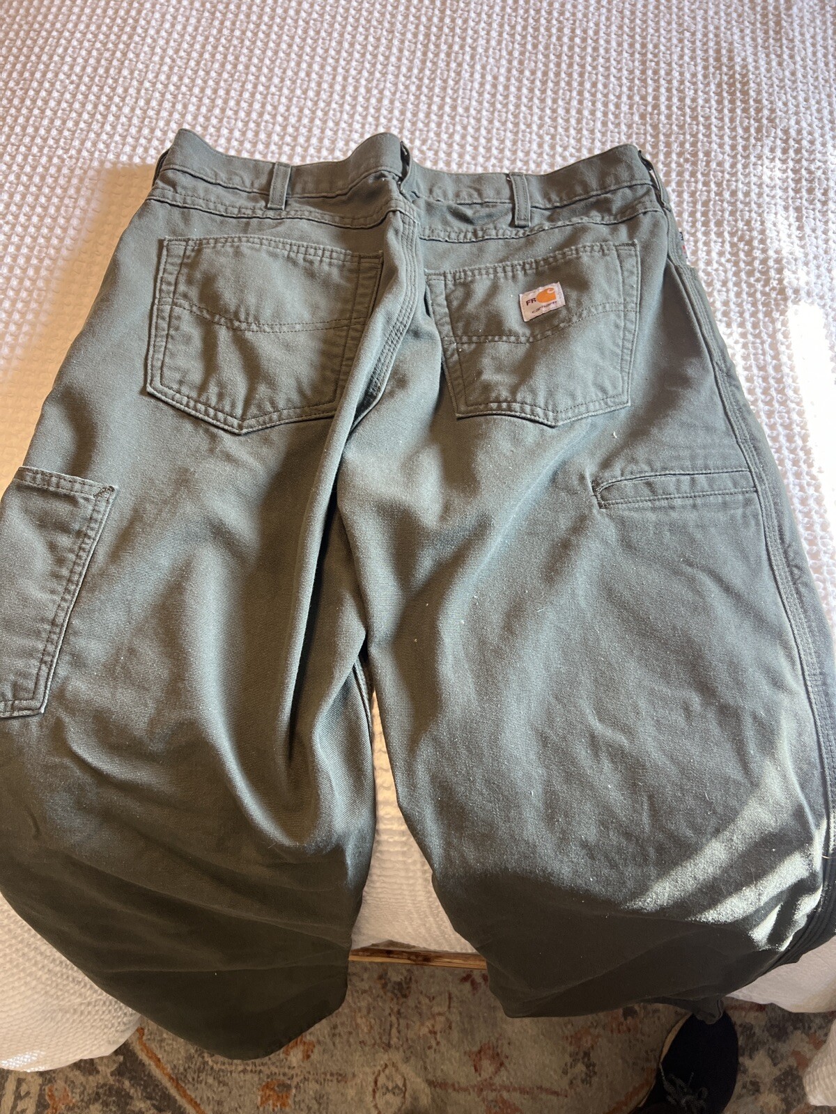 Carhartt FR Original Carpenter Pants Mens 33×32 Green 2112 Cat 2 FRB159 MOS