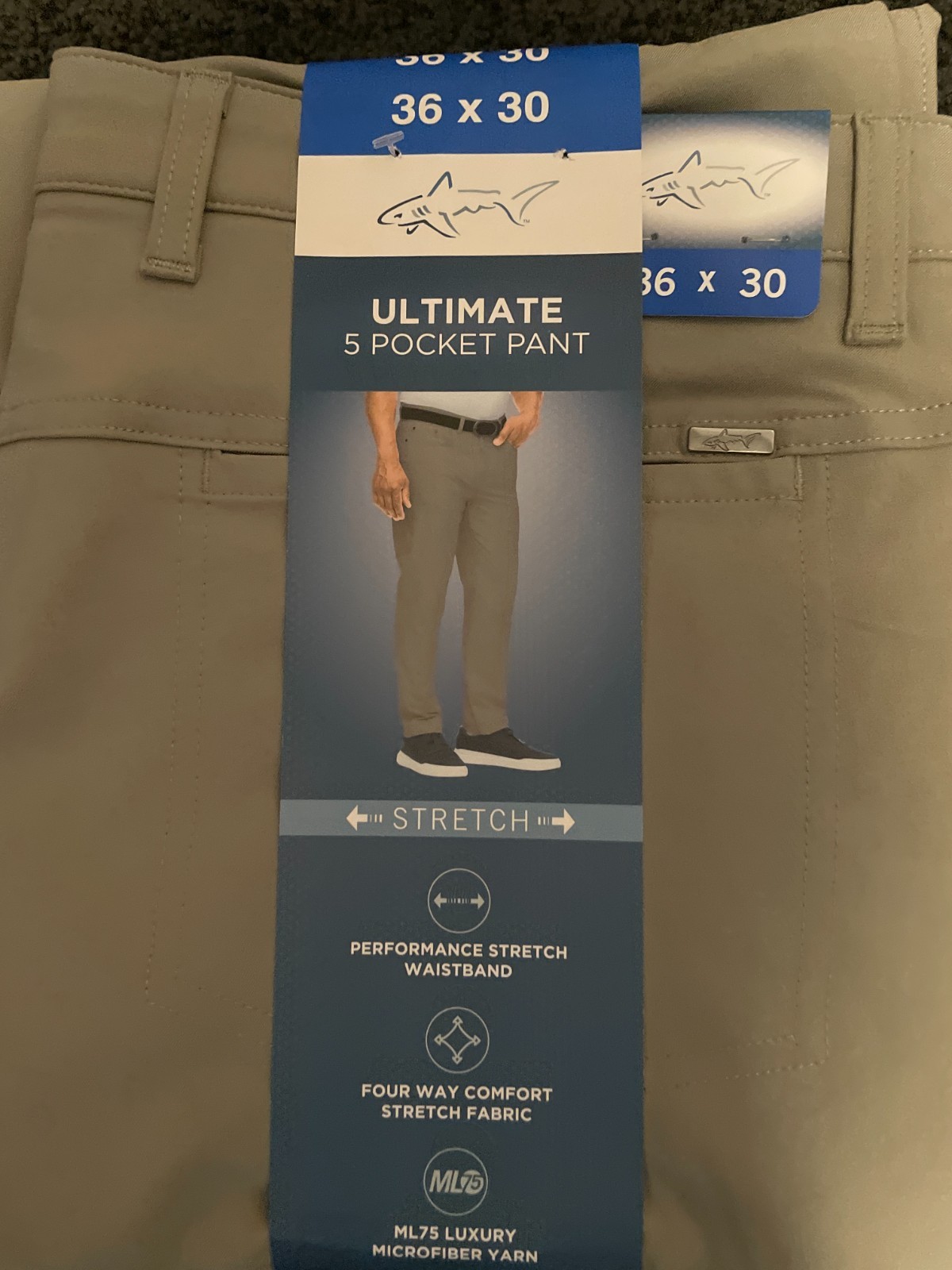 Greg Norman Mens Stretch 5 Pocket Pants Navy Gray Green 40×30 40×29 Slacks NEW