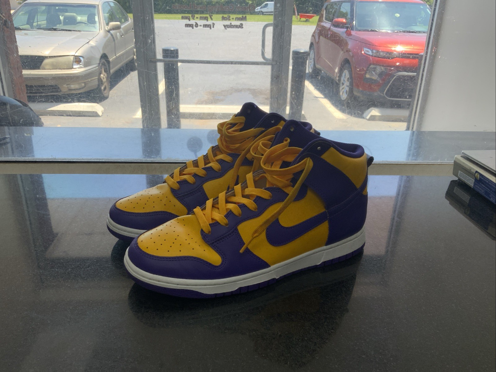 NIKE DUNK HIGH RETRO PURPLE YELLOW LAKERS LSU NBY DD1399-500 SIZE 10