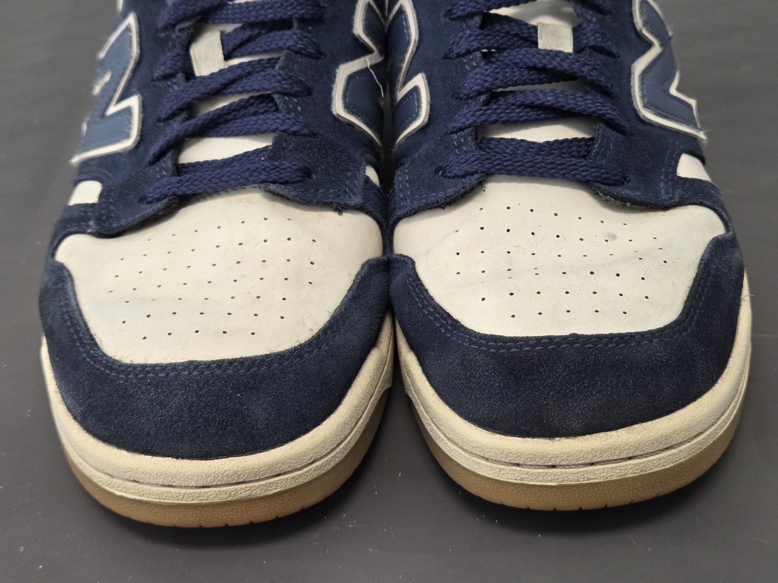 New Balance BB480 Mens Athletic Casual Shoes White/Navy Blue BB480 Size 10