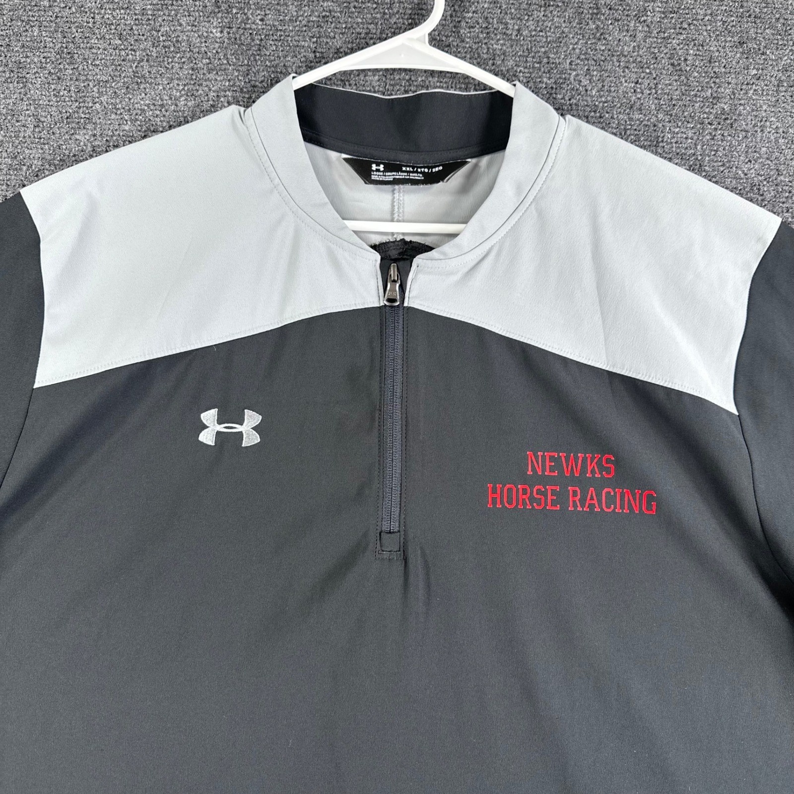 Under Armour Windbreaker Mens XXL 2XL Black Grey Newks Horse Racing Quarter Zip